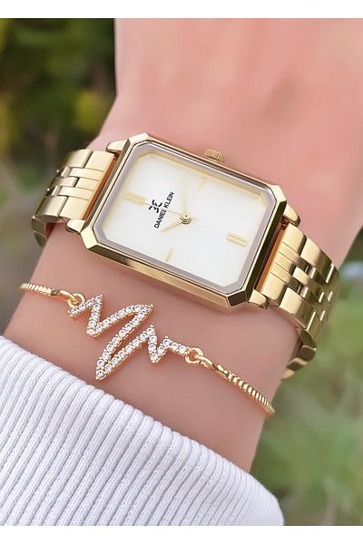 Daniel Klein Brand Gold Color Waterproof Women's Wristwatch - Bracelet