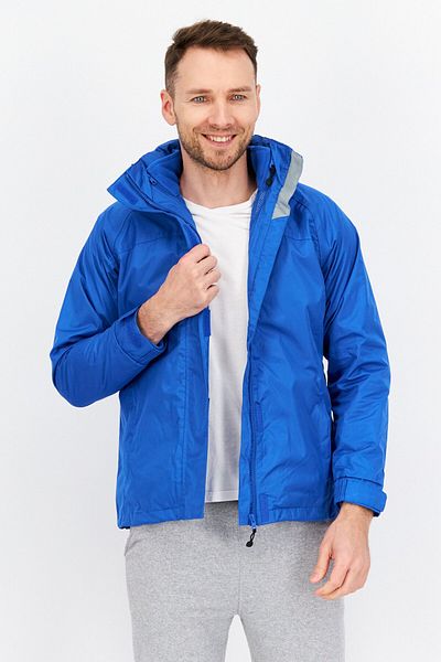 Trespass Men Hooded Long Sleeves Plain Windbreaker Jacket, Blue