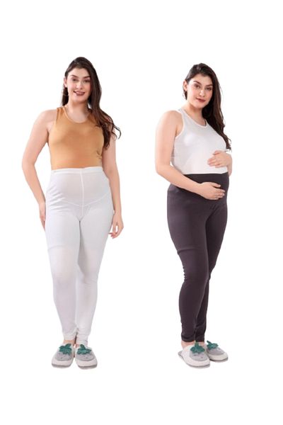 Tummy Pack of 2 Viscose Solid High Waist Maternity Leggings