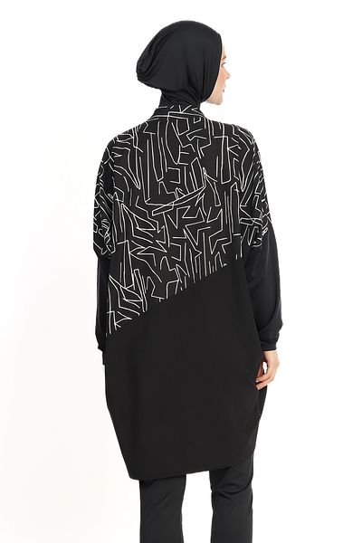 InStyle Off Shoulder Sleeve Black Hijab Swimsuit 6298A