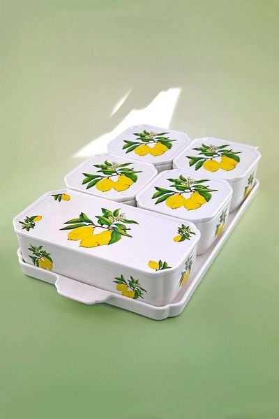Bursa Porselen Dekor Limon 5Li Porcelain with Lid for Breakfast