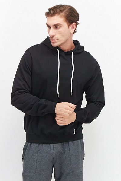 Sovereign Code Men Solid Hooded Sweatshirt, Black