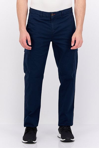 Scotch & Soda Men Slim Fit Solid Stretchable Cargo Pants, Navy