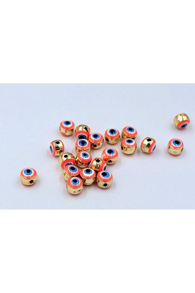 yiğit aksesuar 20 Pieces Gold Round Beads with Orange Eyes Does Not Blacken Spacer