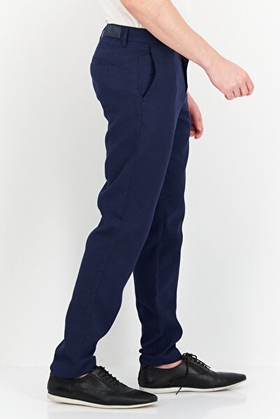 Trussardi Jeans Men Regular Fit Textured Chino Pants, Navy