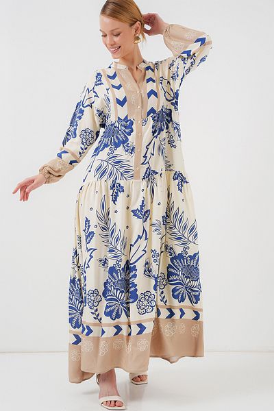 Bigdart 2423 Φόρεμα Hijab με αυθεντικό σχέδιο - Navy Blue 8