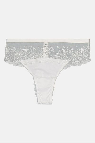 NA-KD Women Embroidered Pull On Panty, White
