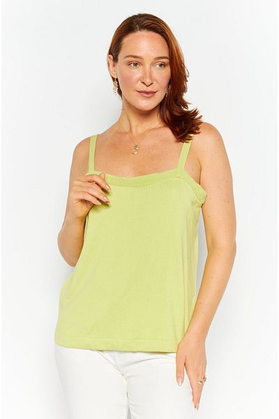 Anne Klein Women Square Neck Sleeveless Knitted Top, Lime