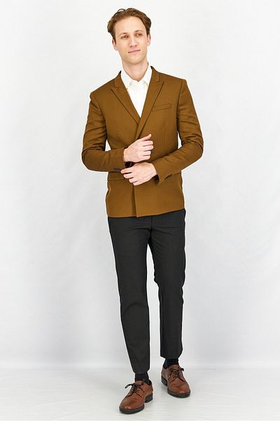 The Kooples بليزر رسمي سادة بقصّة عادية للرجال، بني
