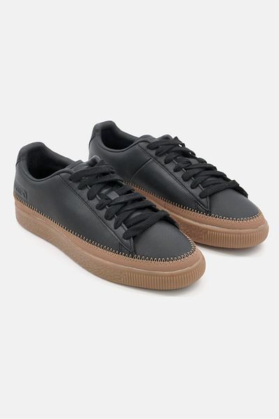 Puma Men Basket Trim Lace Up Outdoor Shoes, Black