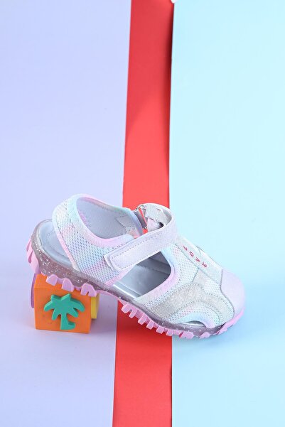 Moda Lime Girl Child Baby Velcro Orthopedic Low Sole Closed Front Patterned Daily Summer Sandals Slippers