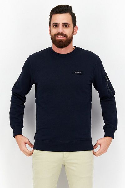 Pepe Jeans Men Crew Neck Long Sleeve Brand Logo Sweatshirt, Navy