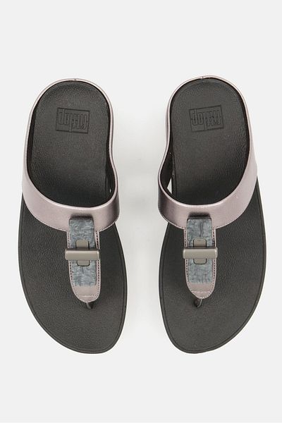 Fitflop Women Fino Resin-lock Leather Sandals, Bronze/black
