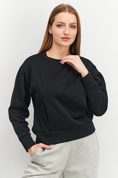 New Balance Women Crew Neck Brand Logo Sweatshirt, Black