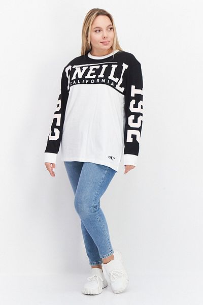 O'Neill Women Crew Neck Long Sleeve Graphic Print Sweatshirt, White Combo