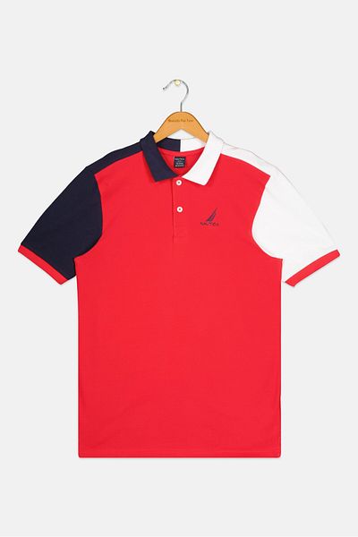 Nautica Kids Boy Short Sleeve Embroidered Logo Polo Shirt, Red