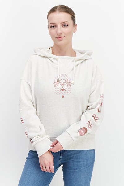 O'Neill Women Hooded Neck Long Sleeve Graphic Print Sweatshirt, Off White