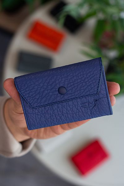 Garbalia Lucas Genuine Leather Accordion Model Navy Blue Unisex Card Holder with Lots of Eyes