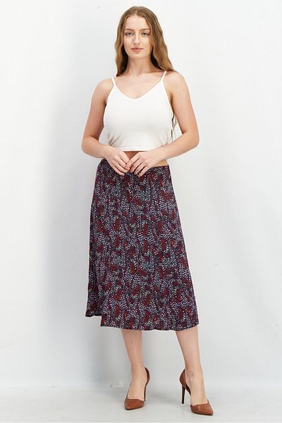 Esprit Women Allover Print Midi Skirt, Red