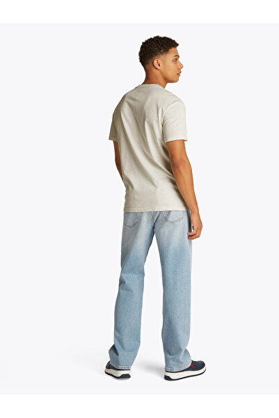 Tommy Hilfiger تي شيرت رجالي من قماش الشوفان مارل Htr بقصة عادية ورقبة دائرية