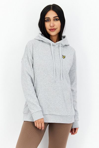 Lyle & Scott Women Hooded Embroidered Sweatshirt, Grey