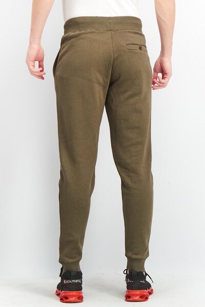 French Connection Men Regular Fit Plain Jogger Pants, Khaki Olive