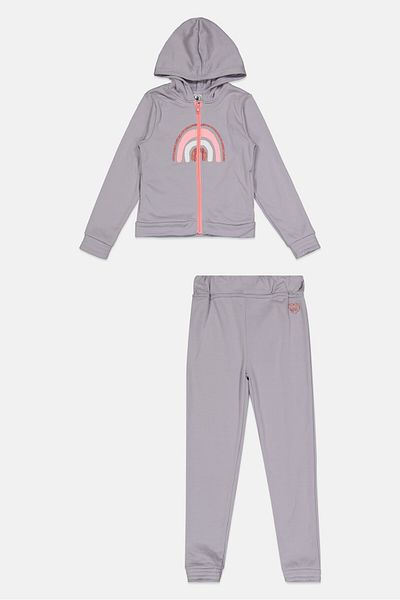 Body Glove Kids Girl 2 Piece Graphic Long Sleeve Hoodie And Pajama Set, Grey Combo