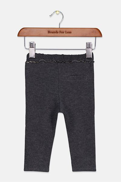 IKKS Toddlers Girl Embroidered Pull On Pants, Charcoal