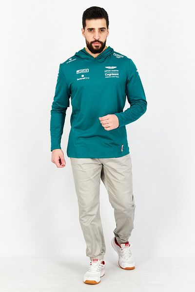 Aston Martin Men Sportswear Fit Long Sleeve Training Hoodie, Green
