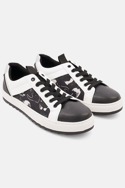 Karl Lagerfeld Men Recycled Sawtooth Lace Up Casual Sneakers, Black/white