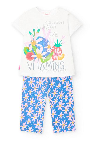 Boboli Floral Printed Girl's 2-Piece Tights Set