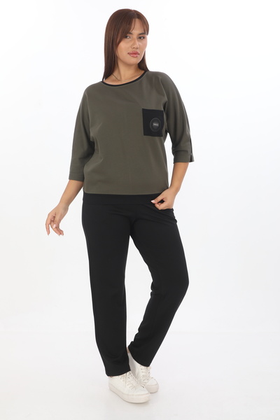 EXİTLİNE Kadın Aksesuarlı Standart Kesim Haki Takım