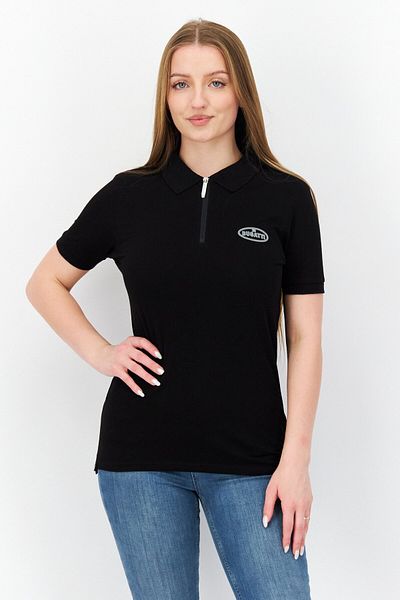 BUGATTI Women Regular Fit Brand Logo Short Sleeve Polo Shirt, Black