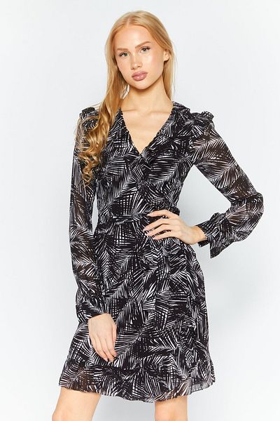 Michael Kors Women Printed Mini Dress, Black