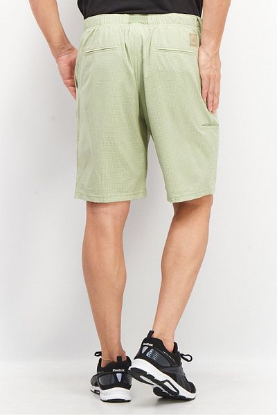 adidas Men Sportswear Fit Windowpane Pattern Outdoor Shorts, Light Green