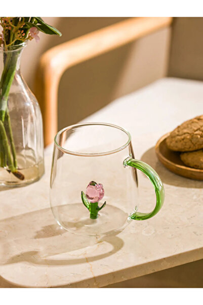 LC Waikiki Lcw Home Colorless Flower Printed Glass Mug 400 ml