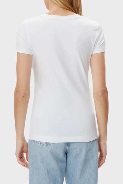 Guess CN SS GLITTER DEGRADE LOGO TEE Γυναικείο λευκό μπλουζάκι W5GI14J1314-G011