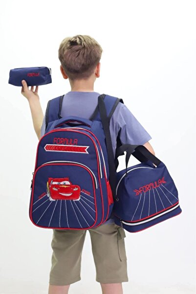 Belkis şimşek mcqueen okul çantası 3lü termal folyolu beslenme çantası+kalemlik şimşek mcqueen çanta