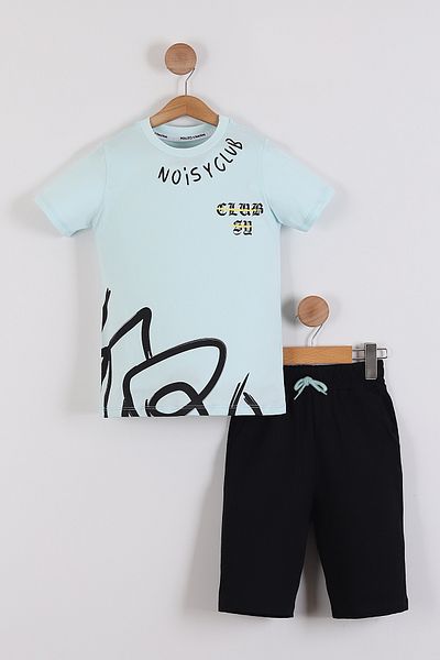 Pollito Set de 2 pantaloni scurți tricou cu imprimeu pe spate pentru băiat Noi Sy Clup