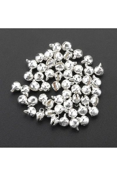 OZN AKSESUAR Silver Shiny Handle Bell Handbell Animal Leash Bell Amigurumi Handbell Henna Night Tambourine Making Bell 12mm 50Pcs