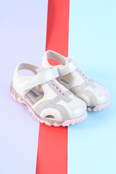 Moda Lime Girl Child Baby Velcro Orthopedic Low Sole Closed Front Patterned Daily Summer Sandals Slippers