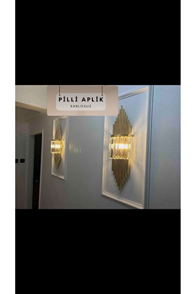 luxury modern aydınlatma Pilli Aplik Gold Rengi Duvar Lambasi