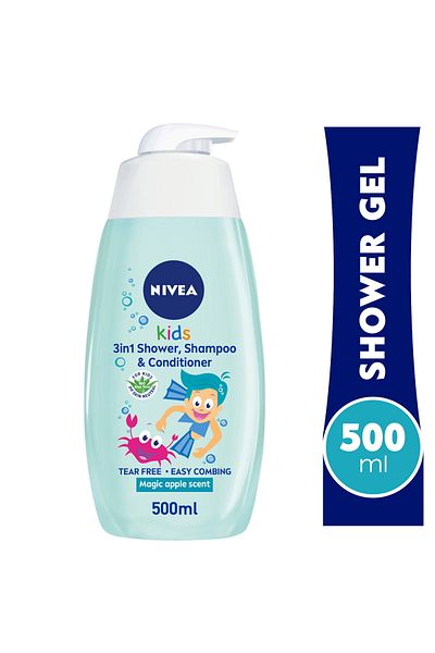 NIVEA 3in1 Kids Shower & Shampoo With Bio Aloe Vera Apple Scent 500 ml