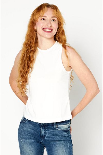 NA-KD Women Crew Neck Sleeveless Plain Tank Top, Light Beige