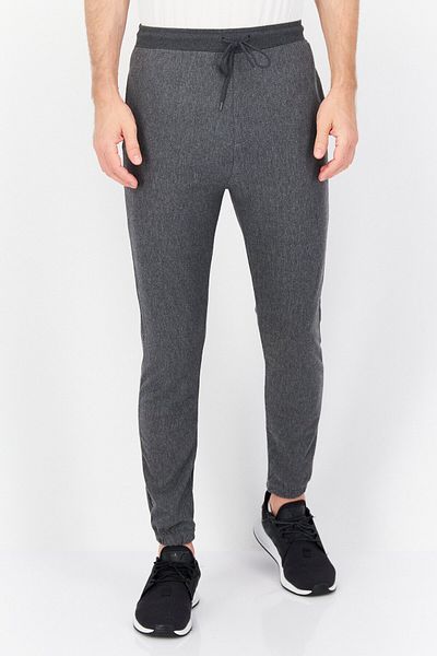 Bottoms Out Men Drawstring Jacquard Jogger Pants, Charcoal Black