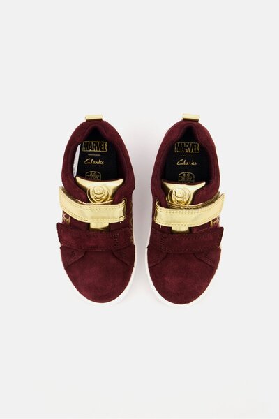 CLARKS Toddlers Unisex Wide Fit Velcro Closure Shoes, Maroon