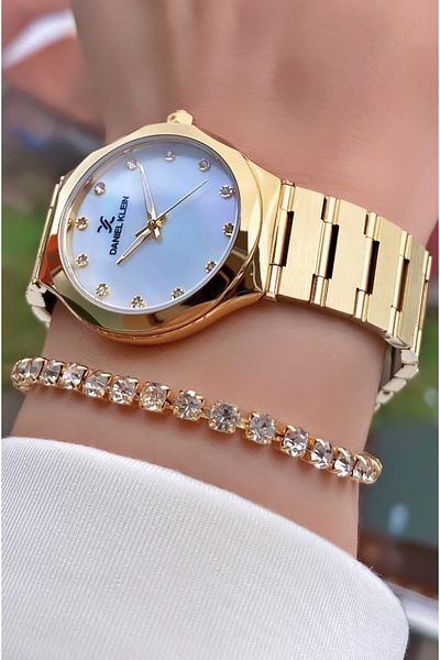 Daniel Klein Brand Gold Color Waterproof Women's Wristwatch - Bracelet