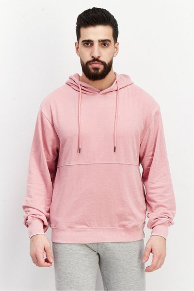 Sovereign Code Men Hood With Drawstring Plain Hoodie, Pink