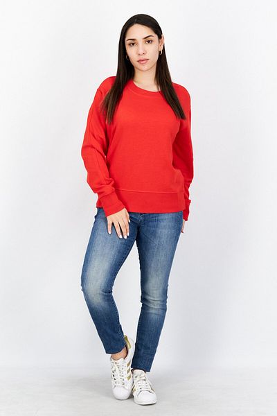 Esprit Women Crew Neck Long Sleeve Plain Sweatshirt, Red