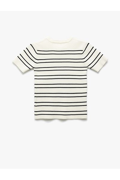 Koton Cotton Crew Neck Short Sleeve Striped Knitwear T-Shirt